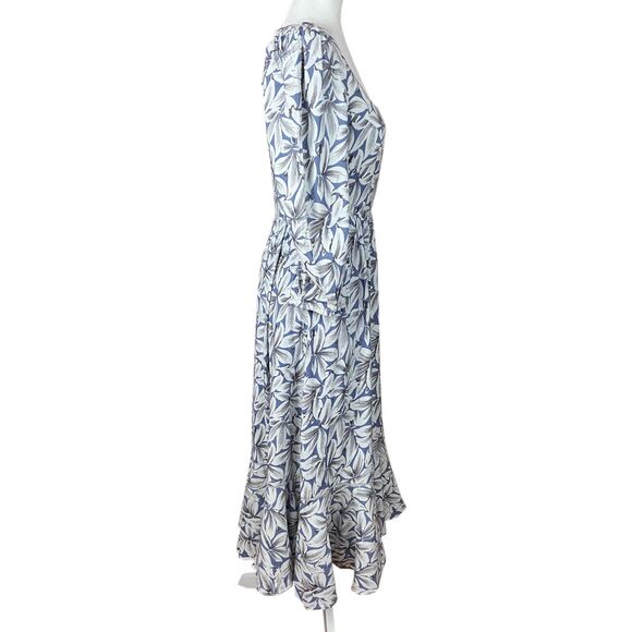 Jonathan Simkhai Ella Floral Midi Dress Size 6 Floral Linen Blend Puff Sleeves - Picture 4 of 7